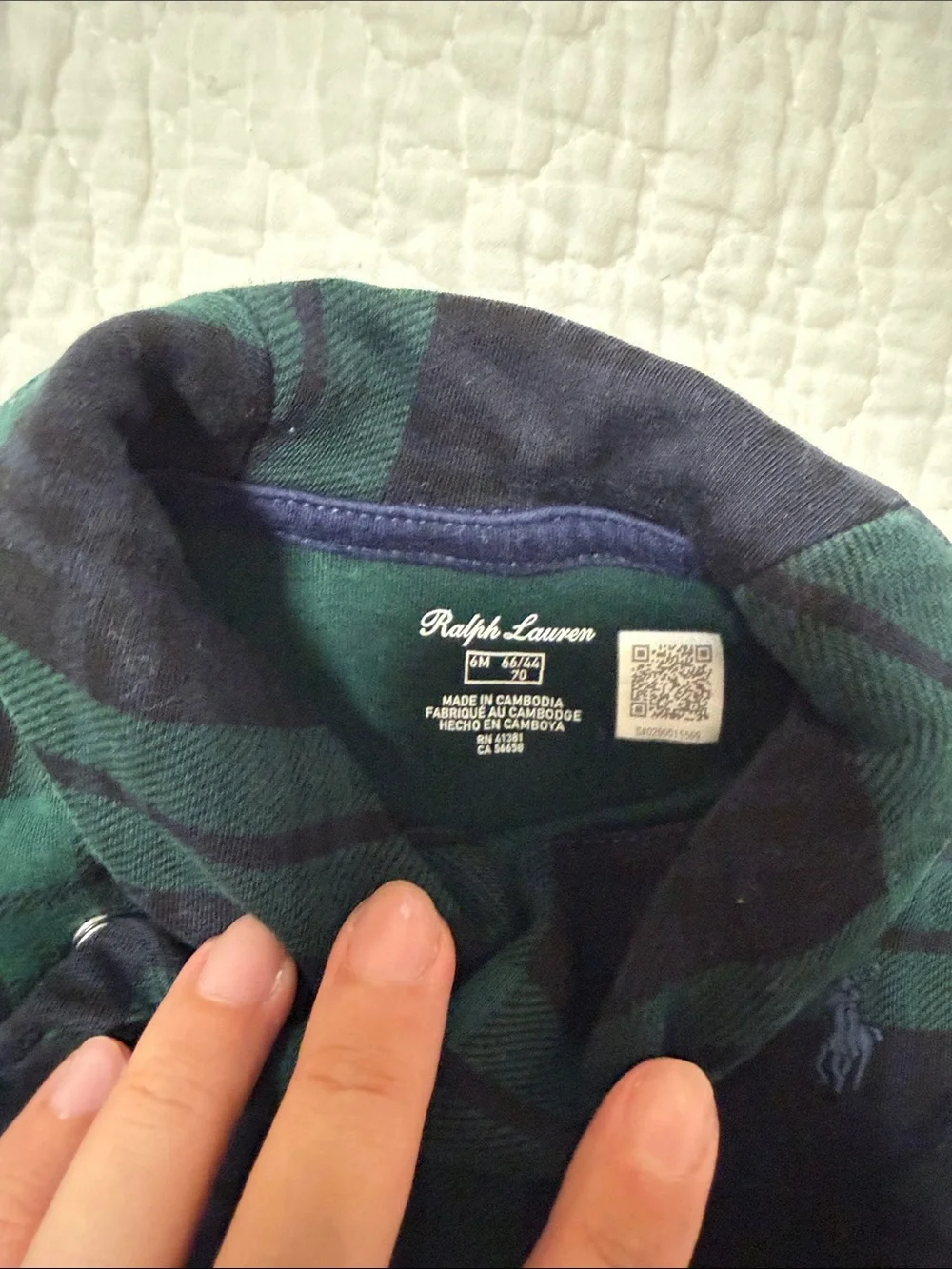 Ralph Lauren Navy & Green Plaid Baby Footie
